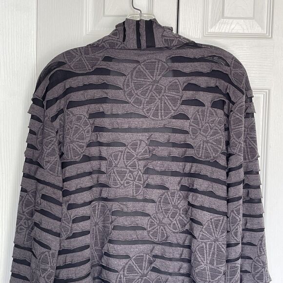 Women Sweater Draped Cardigan Large Gray Long Sleeve - Picture 8 of 16